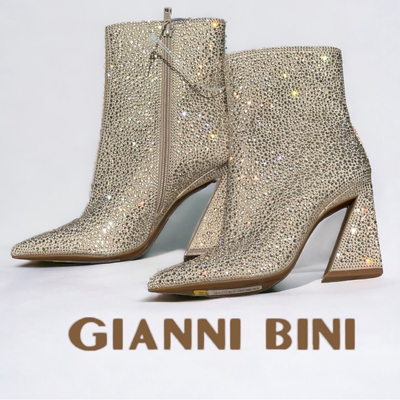 Gianni Bini ZELLER Rhinestones Embellished Block Heel Booties - Picture 2 of 10